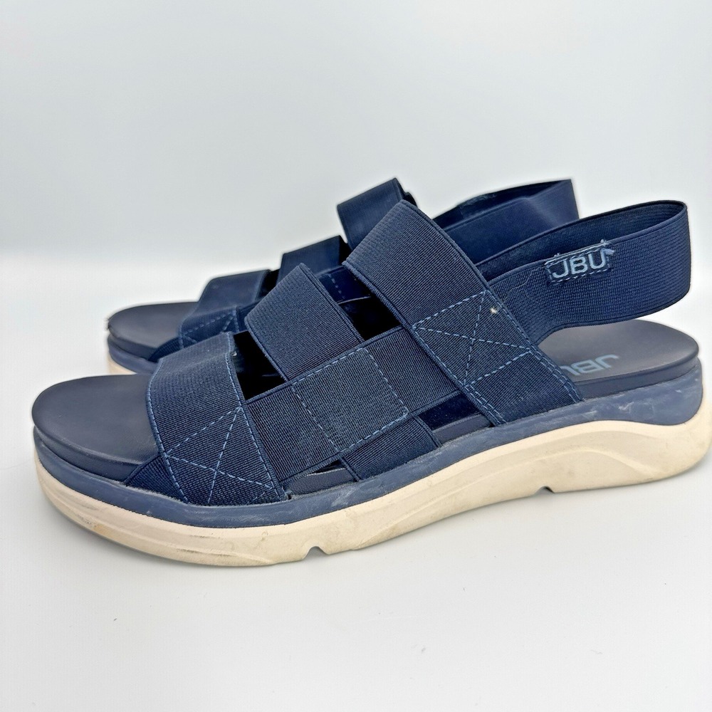 JBU by Jambu Women's 8.5 Blue Elastic Strappy Platform Wedge Comfort Sandals